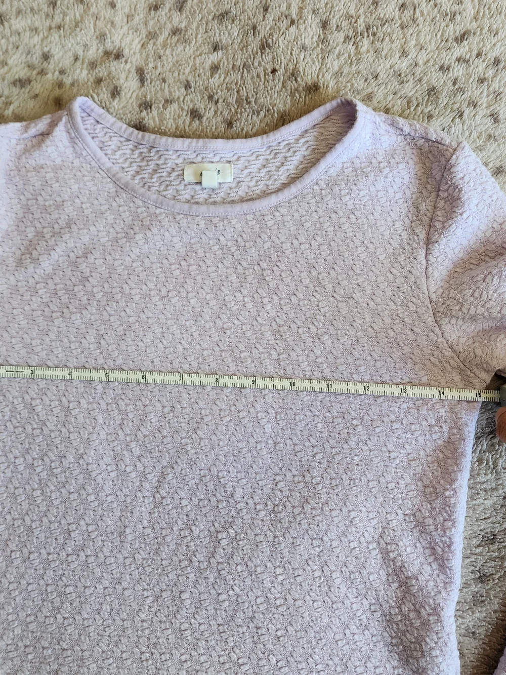 Women’s Long Sleeve Textured Crop Top - Lavender - Picture 9 of 9